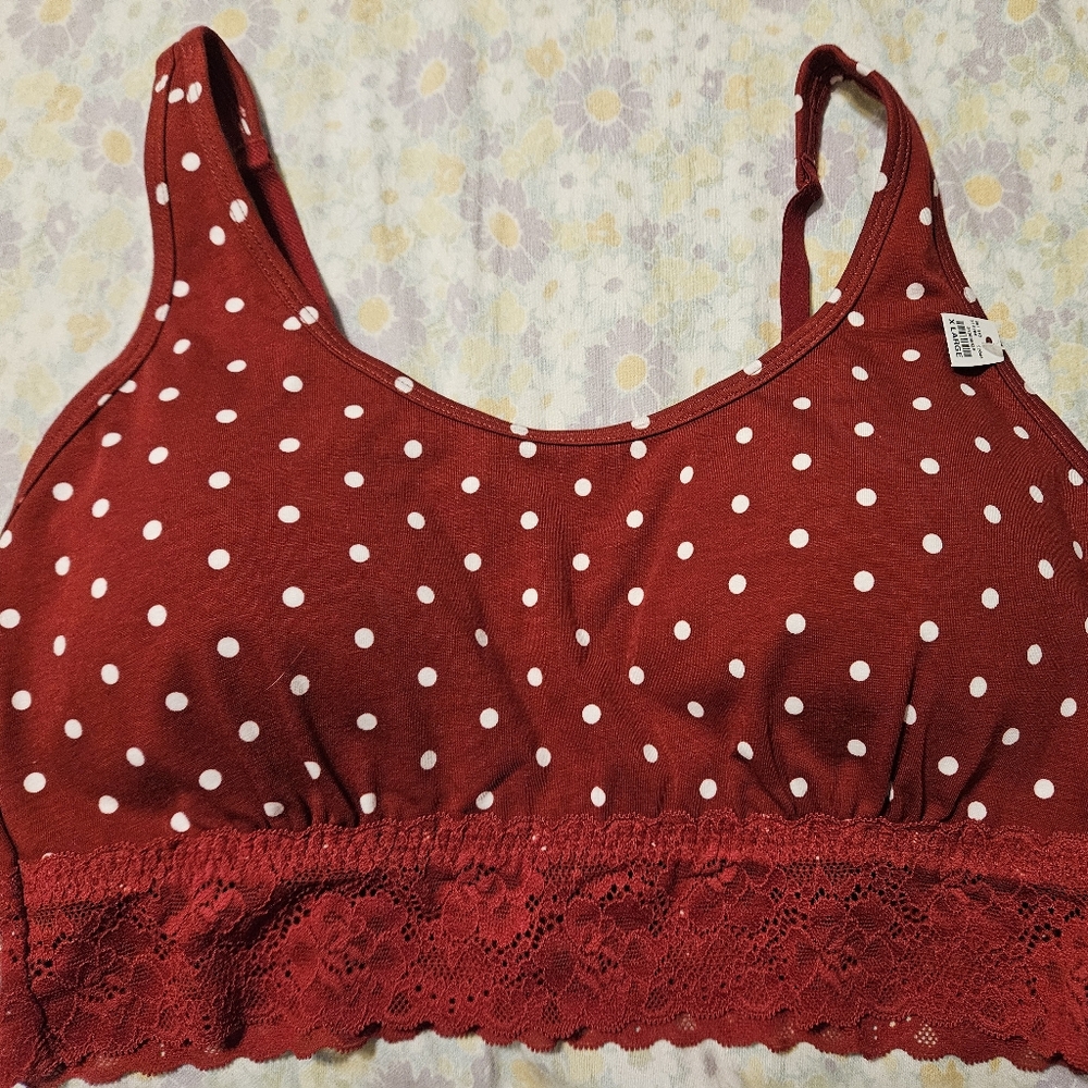 Maurices rust color polka dot bralette size XXL